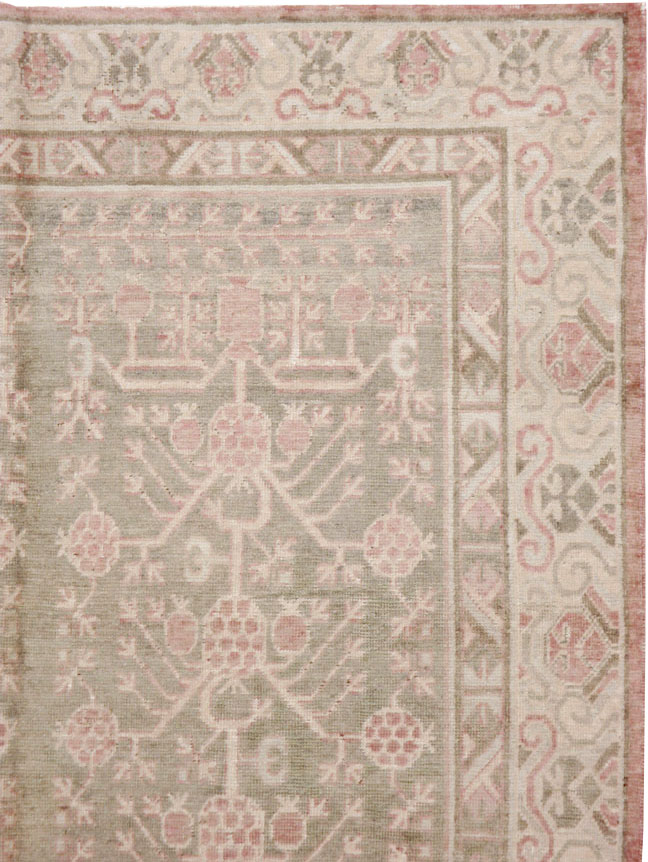 Vintage East Turkestan Khotan Carpet, No.16938 - Gsblank