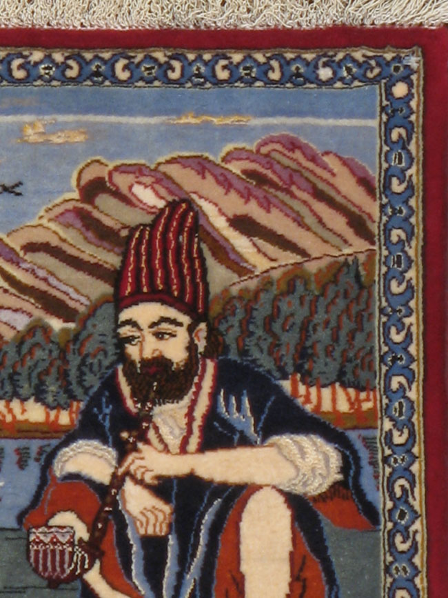 Vintage Persian Isfahan Pictorial Rug, No.16986 - Gsblank