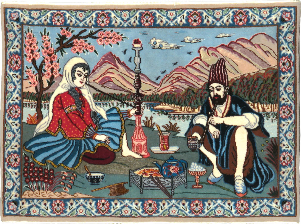 Vintage Isfahan Pictorial Rug, No.16987 - Gsblank