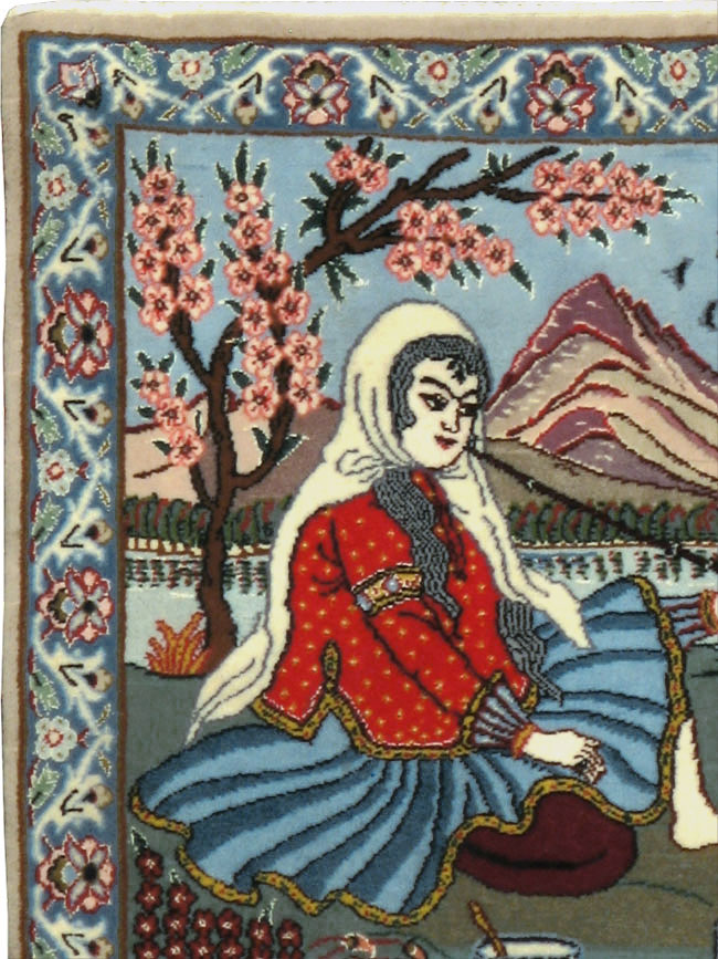 Vintage Isfahan Pictorial Rug, No.16987 - Gsblank