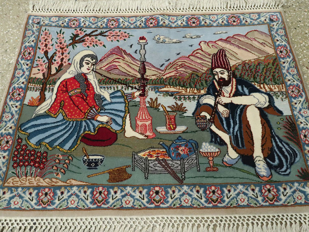 Vintage Isfahan Pictorial Rug, No.16987 - Gsblank