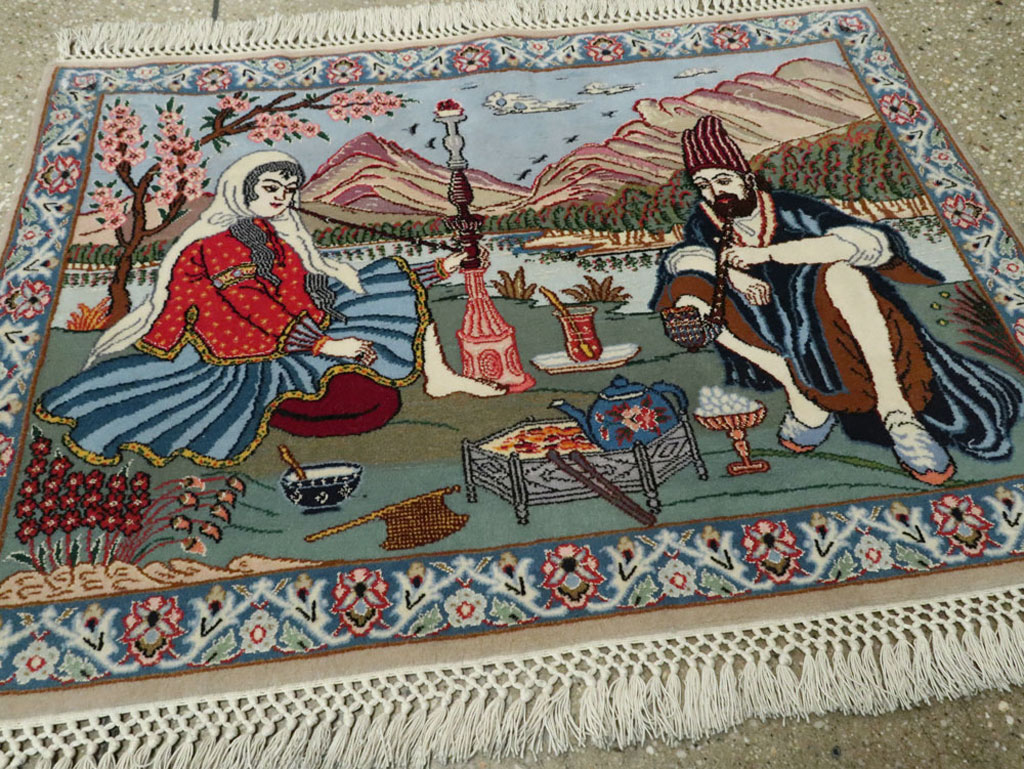 Vintage Isfahan Pictorial Rug, No.16987 - Gsblank