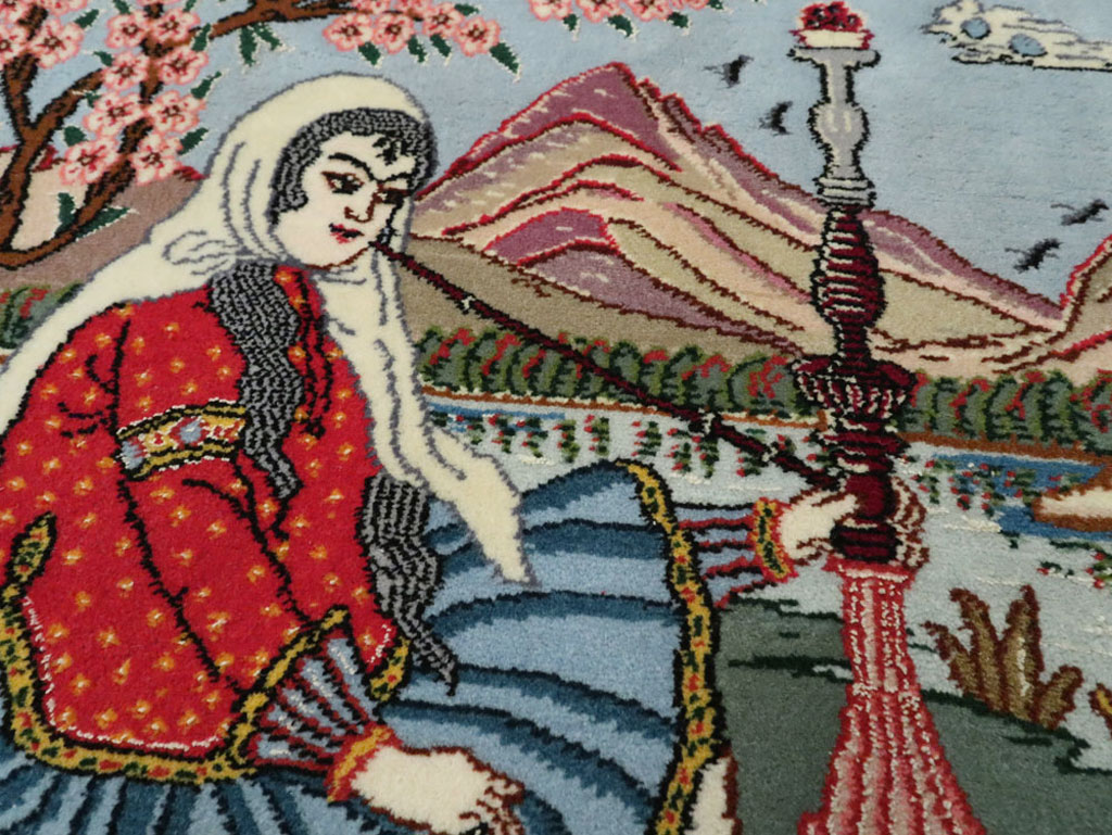 Vintage Isfahan Pictorial Rug, No.16987 - Gsblank