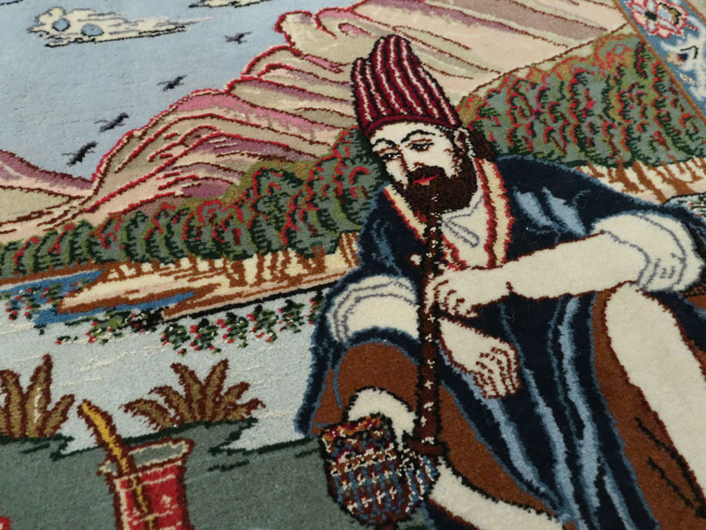 Vintage Isfahan Pictorial Rug, No.16987 - Gsblank