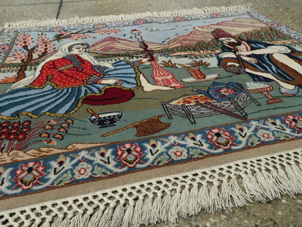 Vintage Isfahan Pictorial Rug, No.16987 - Gsblank