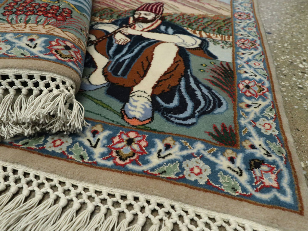 Vintage Isfahan Pictorial Rug, No.16987 - Gsblank