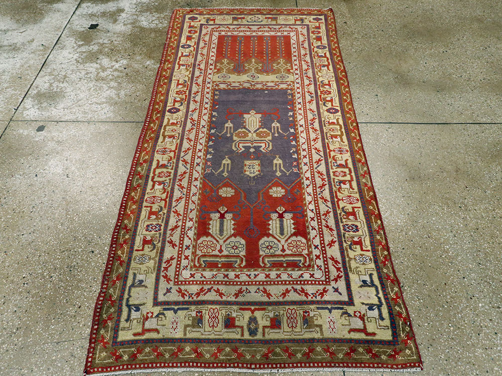 Rare Antique Silk Turkish Kayseri Rug, No.17019 - Gsblank