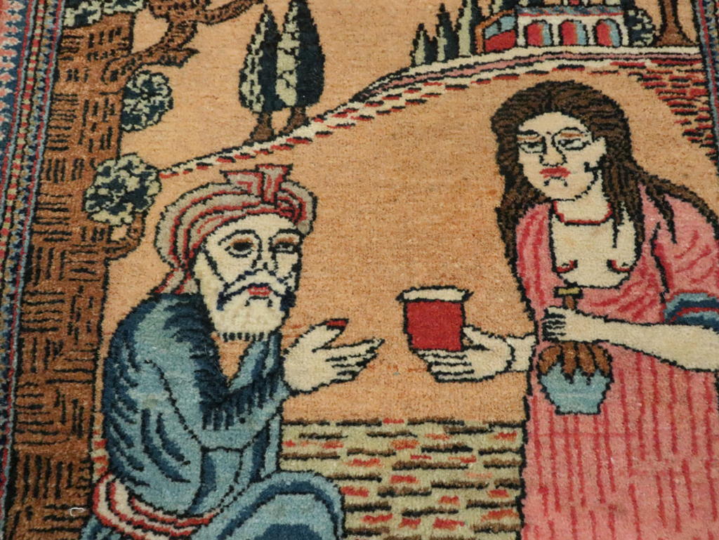 Vintage Persian Mashad Pictorial Rug (Pair: 1 of 2), No.17020 - Gsblank