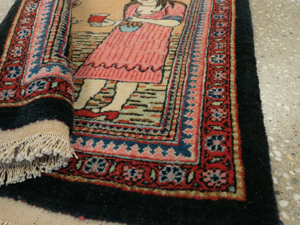 Vintage Persian Mashad Pictorial Rug (Pair: 1 of 2), No.17020 - Gsblank