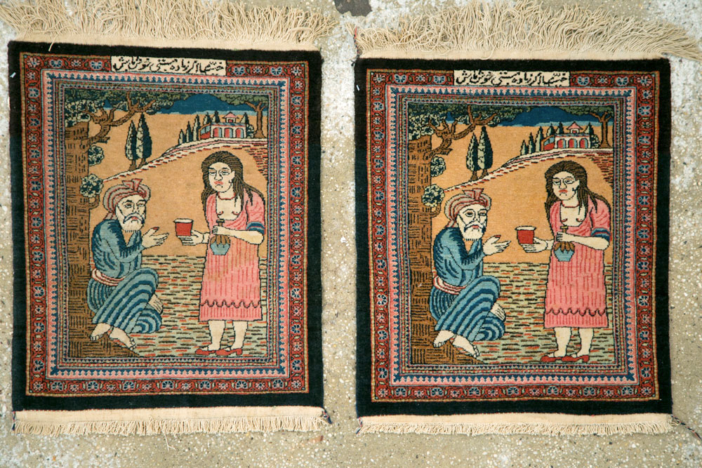 Vintage Persian Mashad Pictorial Rug (Pair: 2 of 2), No.17021 - Gsblank