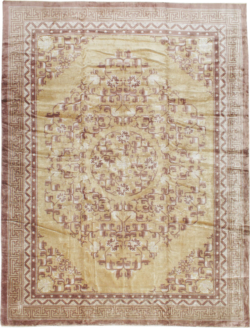 Vintage Chinese Peking Silk Carpet, No.17079 - Gsblank