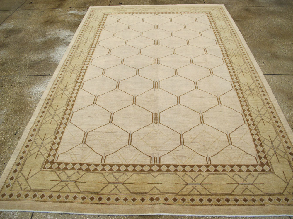 Vintage Persian Tabriz Modernist Carpet, No.17156 - Gsblank