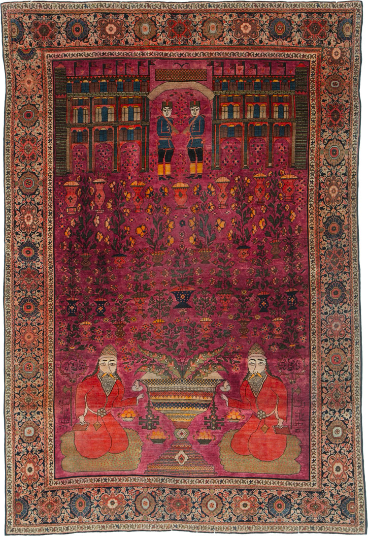 Antique Persian Sarouk Fereghan Pictorial Rug, No.17238 - Gsblank