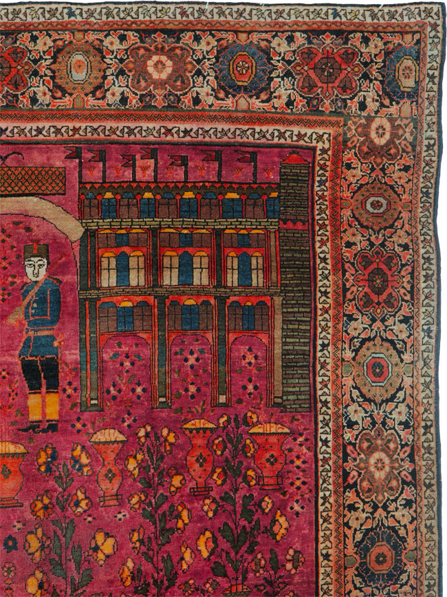 Antique Persian Sarouk Fereghan Pictorial Rug, No.17238 - Gsblank