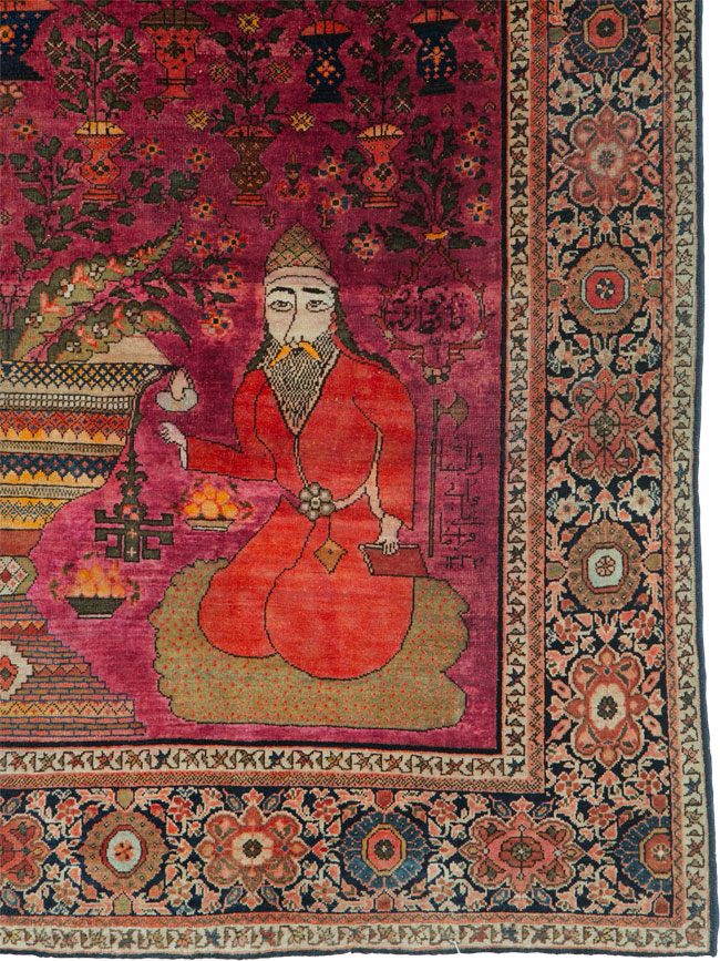 Antique Persian Sarouk Fereghan Pictorial Rug, No.17238 - Gsblank