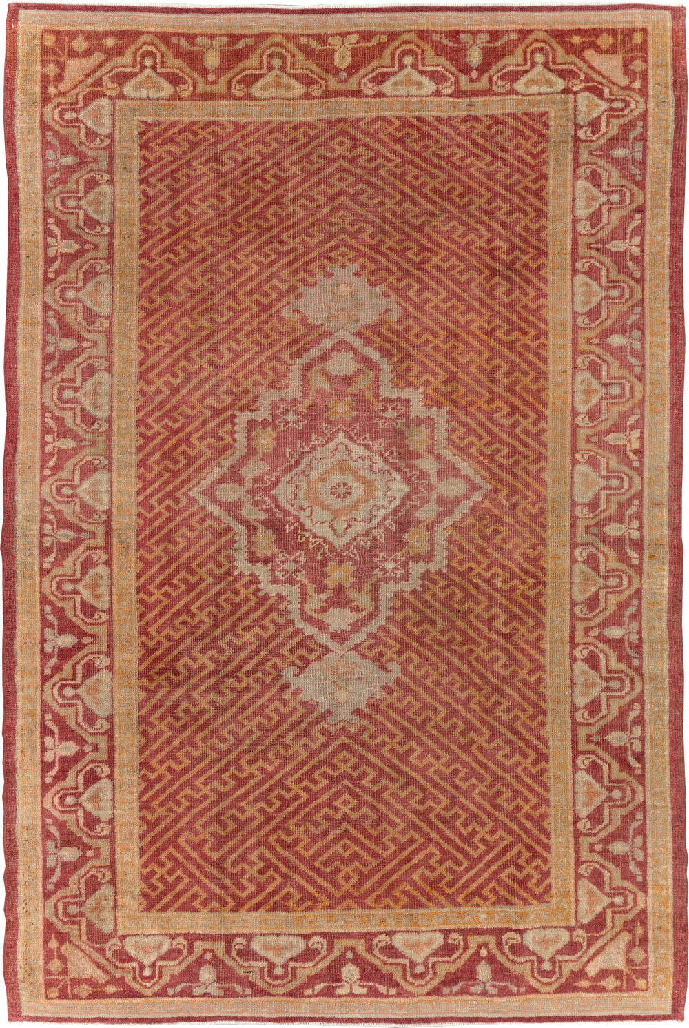 Antique Turkish Oushak Accent Rug, No.17396 - Gsblank