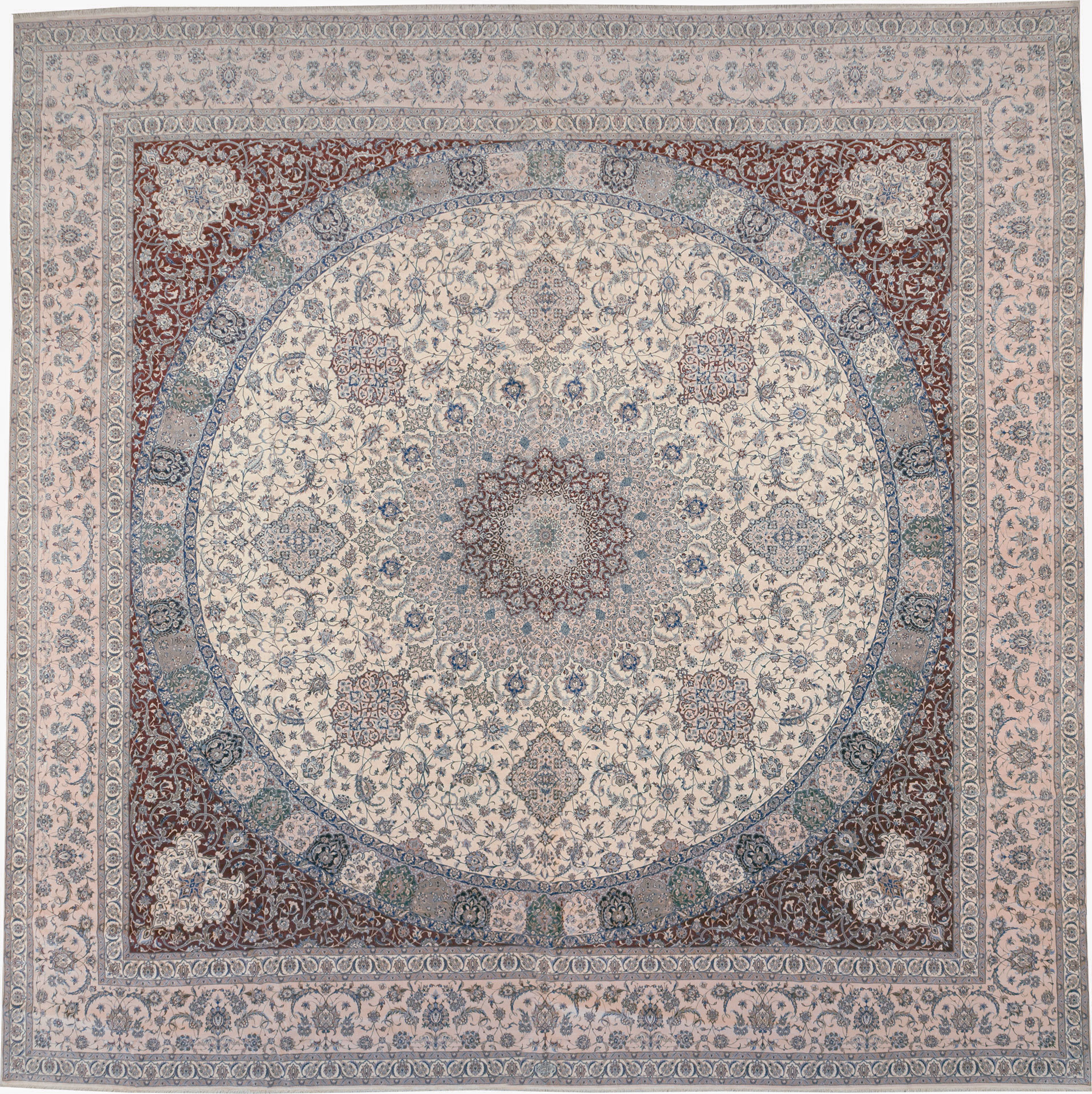 Vintage Persian Nain Square Oversize Carpet, No.17491 - Gsblank