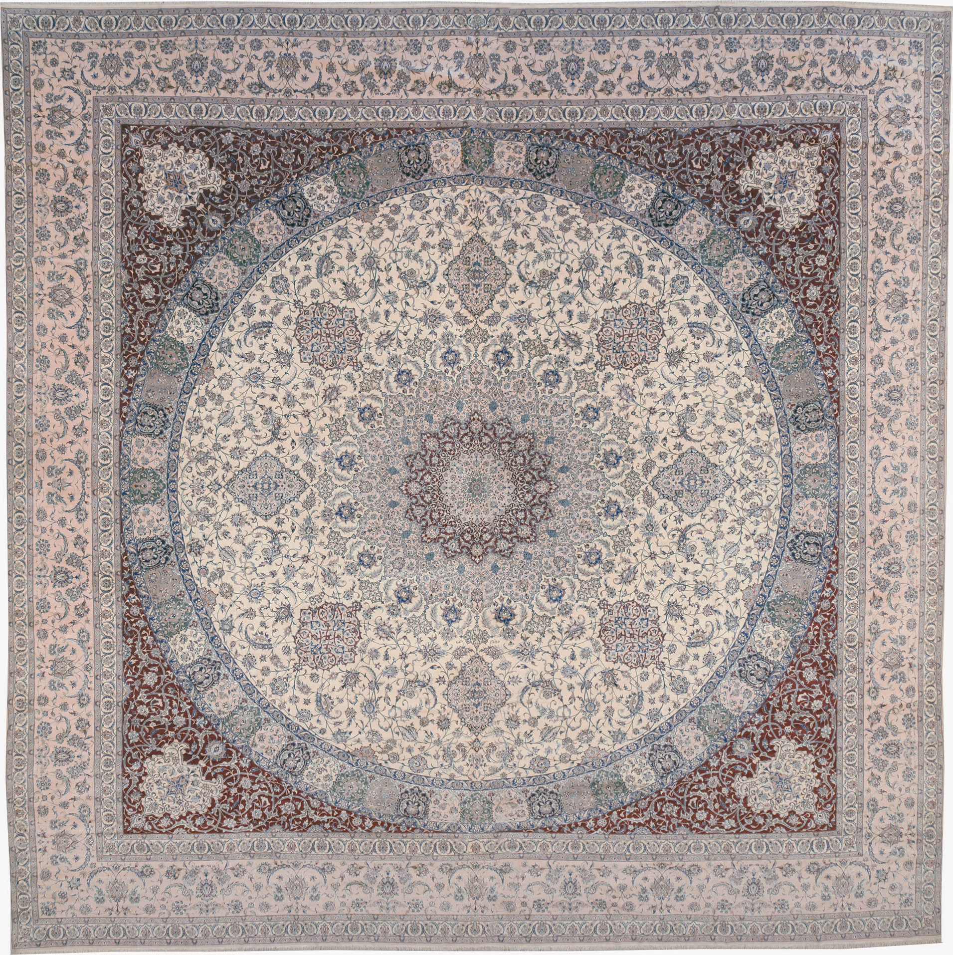 Vintage Persian Nain Square Oversize Carpet, No.17491 - Gsblank