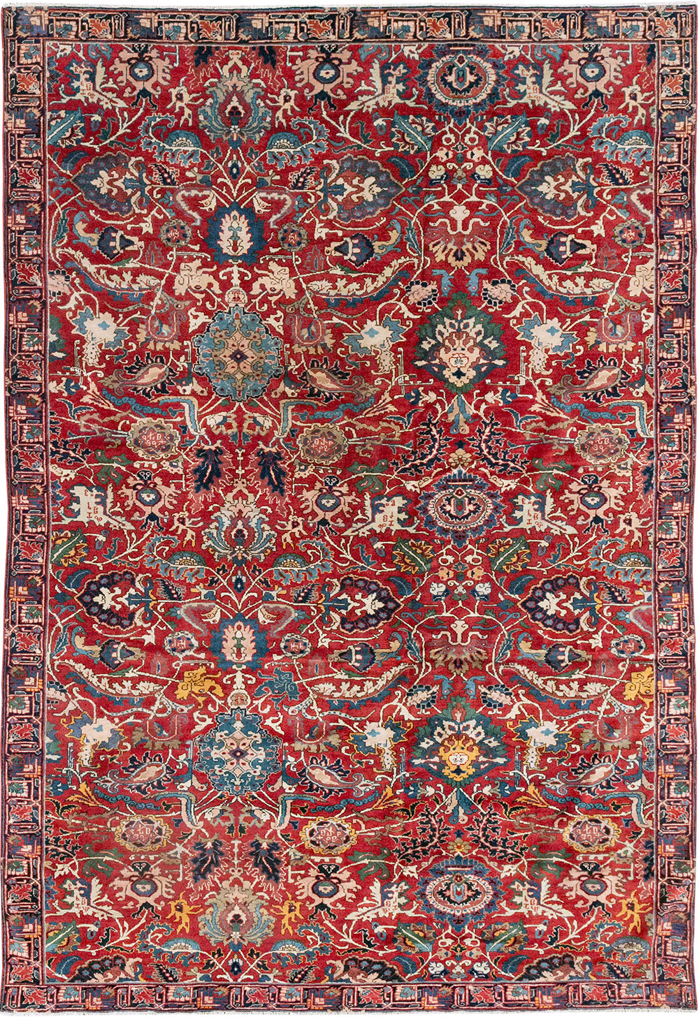 Antique Persian Senneh Tabriz Accent Carpet, No.17671 - Gsblank