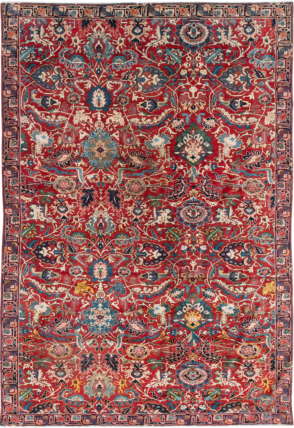 Antique Persian Senneh Tabriz Accent Carpet, No.17671 - Gsblank