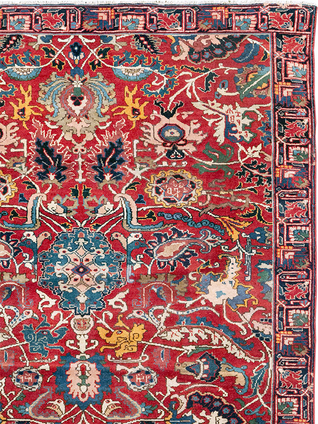 Antique Persian Senneh Tabriz Accent Carpet, No.17671 - Gsblank