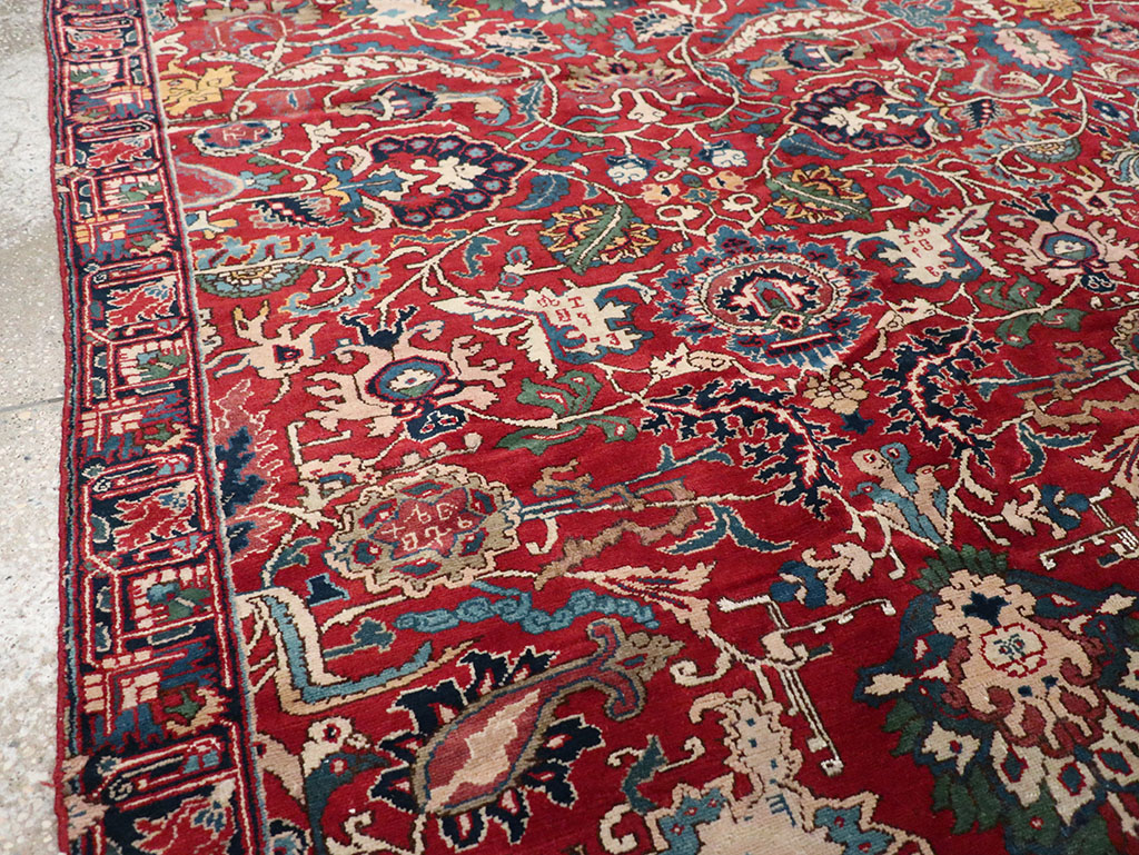 Antique Persian Senneh Tabriz Accent Carpet, No.17671 - Gsblank
