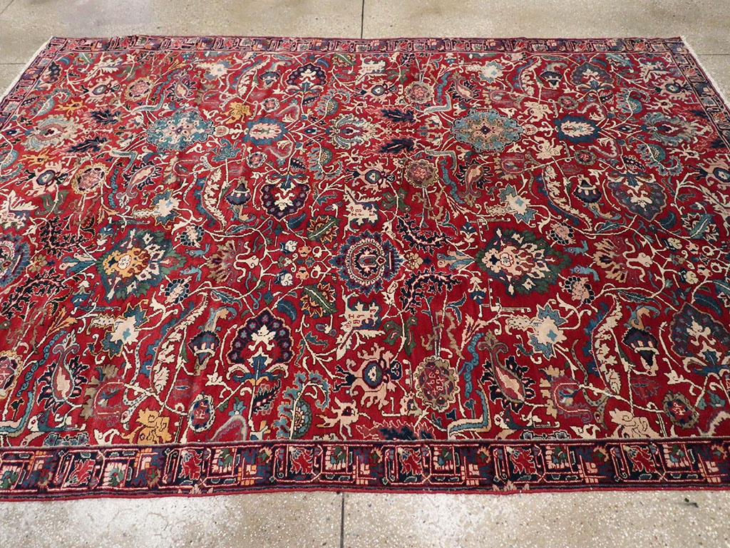 Antique Persian Senneh Tabriz Accent Carpet, No.17671 - Gsblank