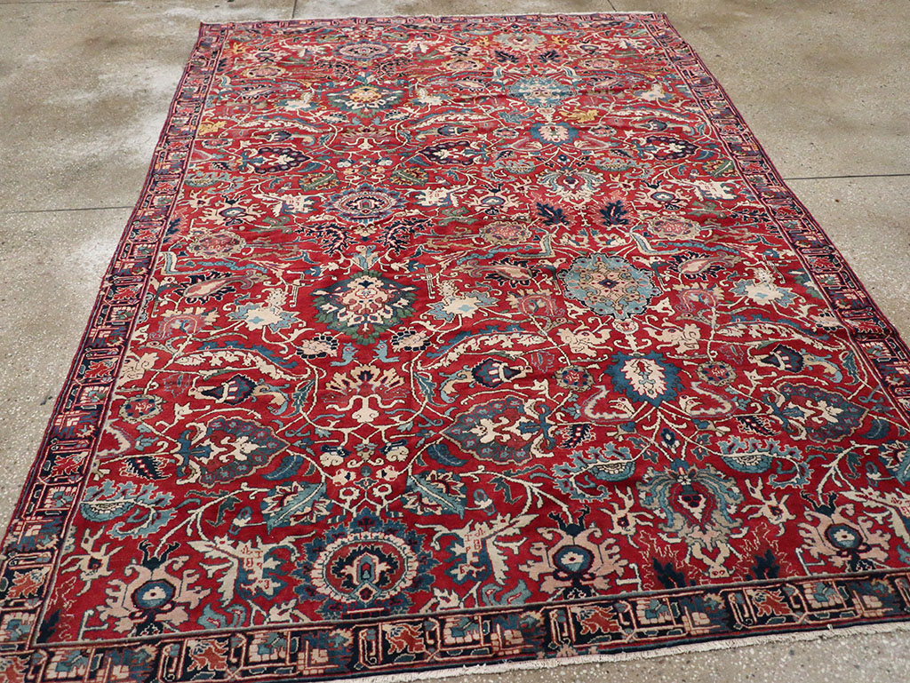 Antique Persian Senneh Tabriz Accent Carpet, No.17671 - Gsblank