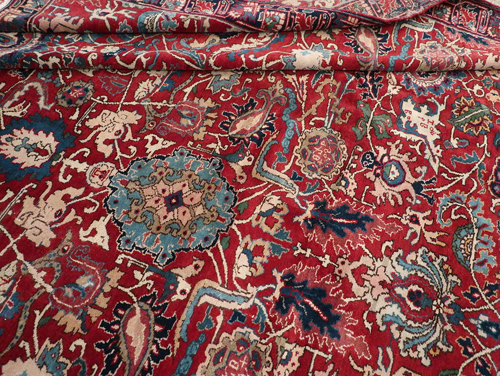 Antique Persian Senneh Tabriz Accent Carpet, No.17671 - Gsblank