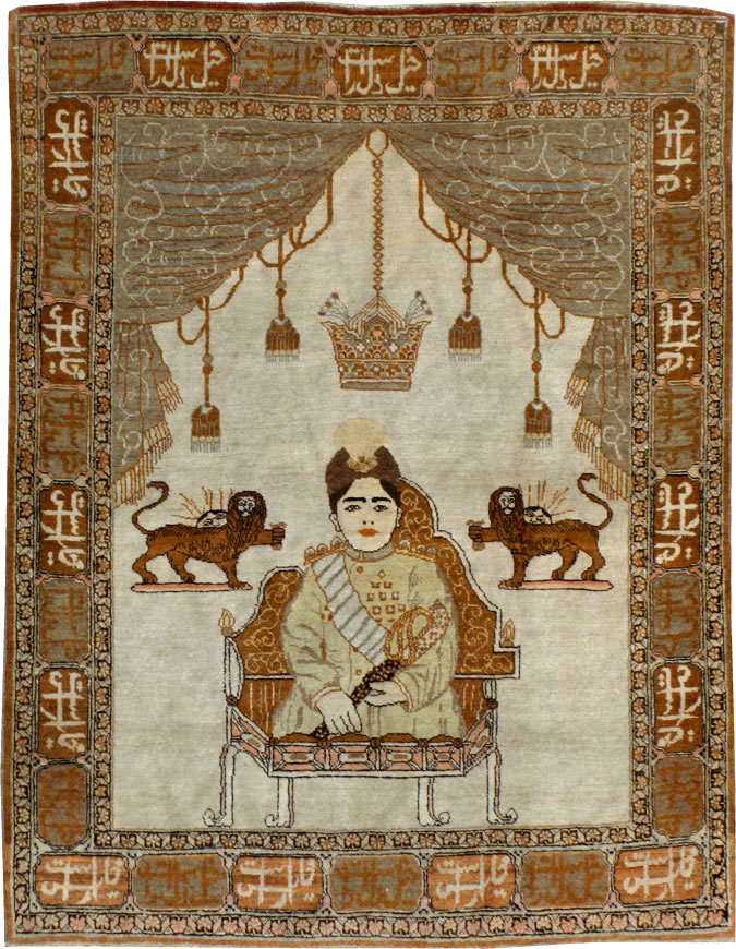 Vintage Persian Tabriz Pictorial Rug, No.17771 - Gsblank