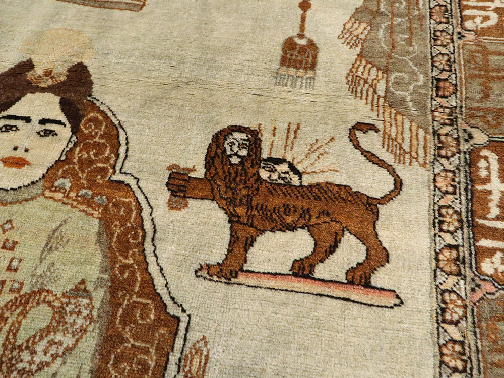 Vintage Persian Tabriz Pictorial Rug, No.17771 - Gsblank