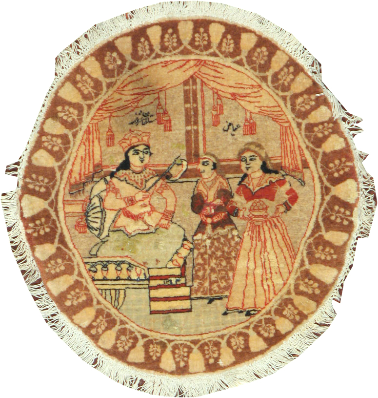 Vintage Persian Tabriz Pictorial Rug, No.17772 - Gsblank