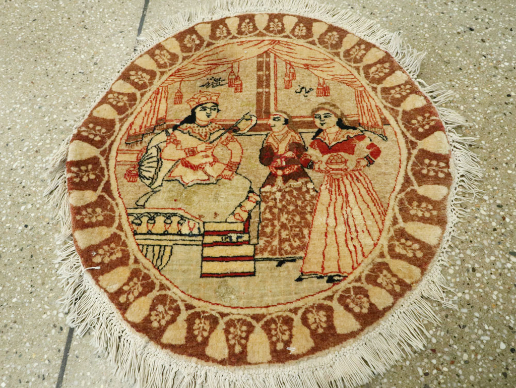 Vintage Persian Tabriz Pictorial Rug, No.17772 - Gsblank