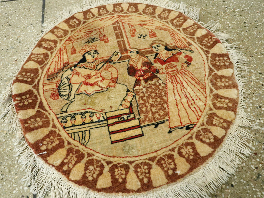 Vintage Persian Tabriz Pictorial Rug, No.17772 - Gsblank