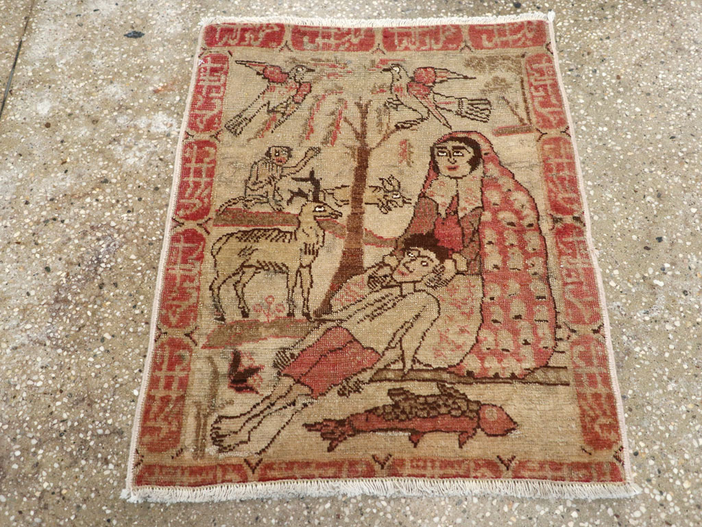 Antique Persian Tabriz Pictorial Rug, No.17773 - Gsblank