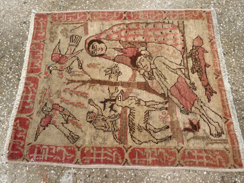 Antique Persian Tabriz Pictorial Rug, No.17773 - Gsblank