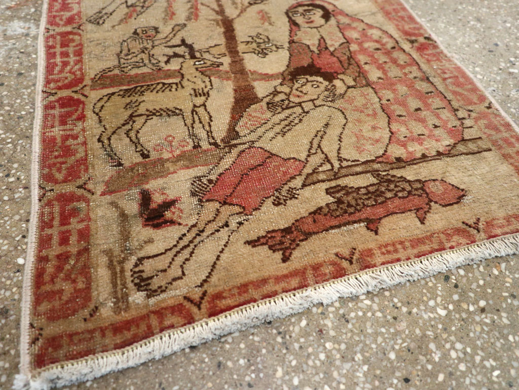 Antique Persian Tabriz Pictorial Rug, No.17773 - Gsblank