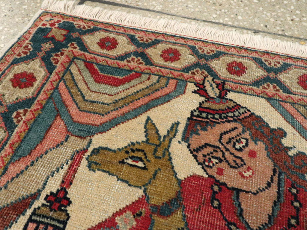 Vintage Persian Tabriz Pictorial Rug, No.17774 - Gsblank