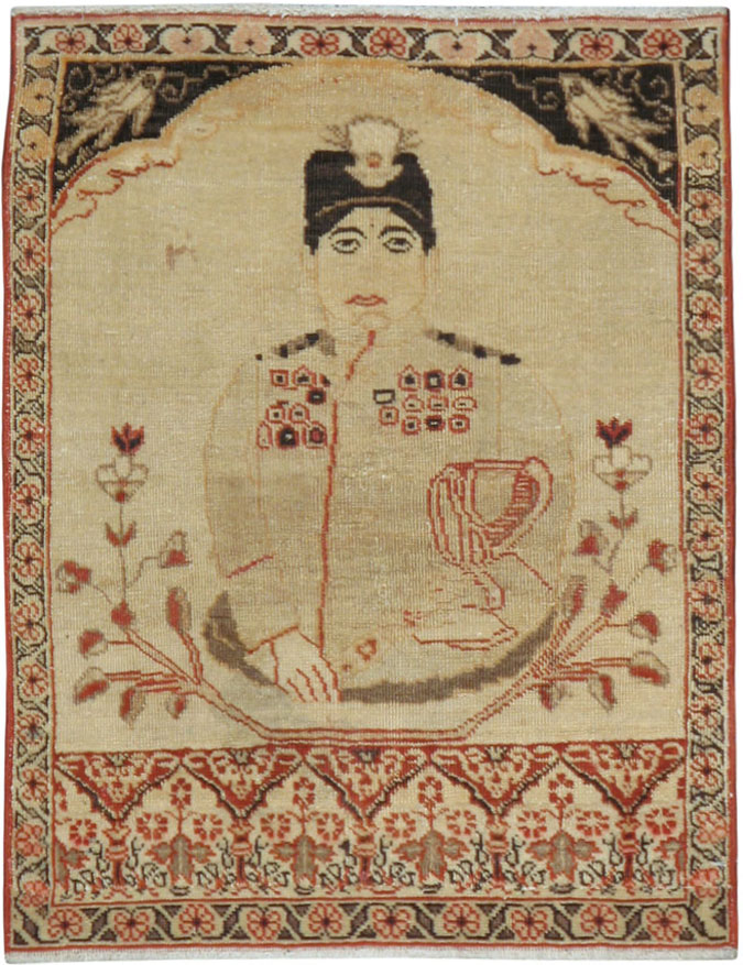 Vintage Persian Tabriz Pictorial Rug, No.17775 - Gsblank