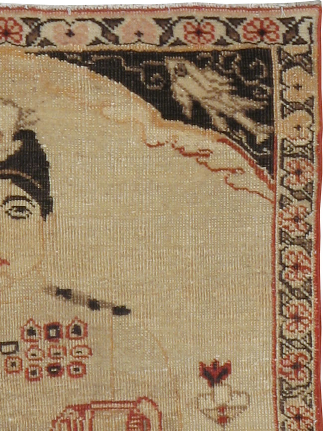 Vintage Persian Tabriz Pictorial Rug, No.17775 - Gsblank