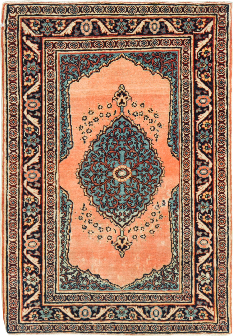 Antique Persian Tabriz Haji Jalili Throw Rug, No.17786 - Gsblank