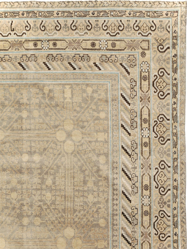 Vintage East Turkestan Khotan Carpet, No.17875 - Gsblank