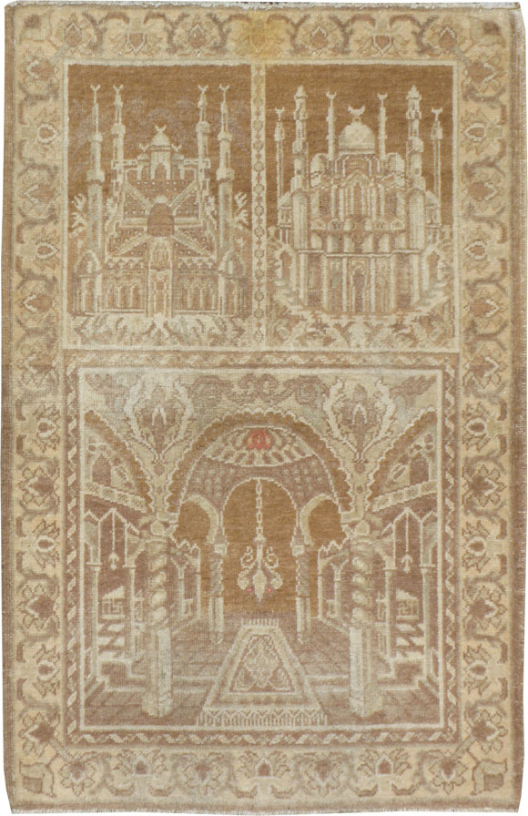 Vintage East Turkestan Khotan Pictorial Rug, No.17896 - Gsblank