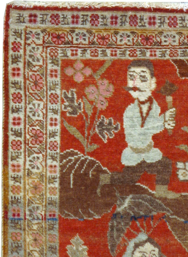 Vintage Persian Tabriz Pictorial Rug, No.17935 - Gsblank