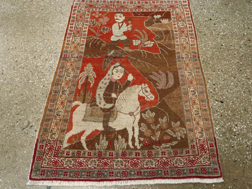 Vintage Persian Tabriz Pictorial Rug, No.17935 - Gsblank