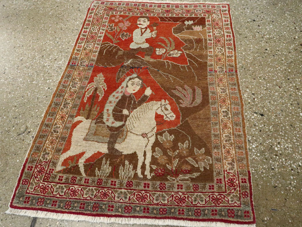 Vintage Persian Tabriz Pictorial Rug, No.17935 - Gsblank