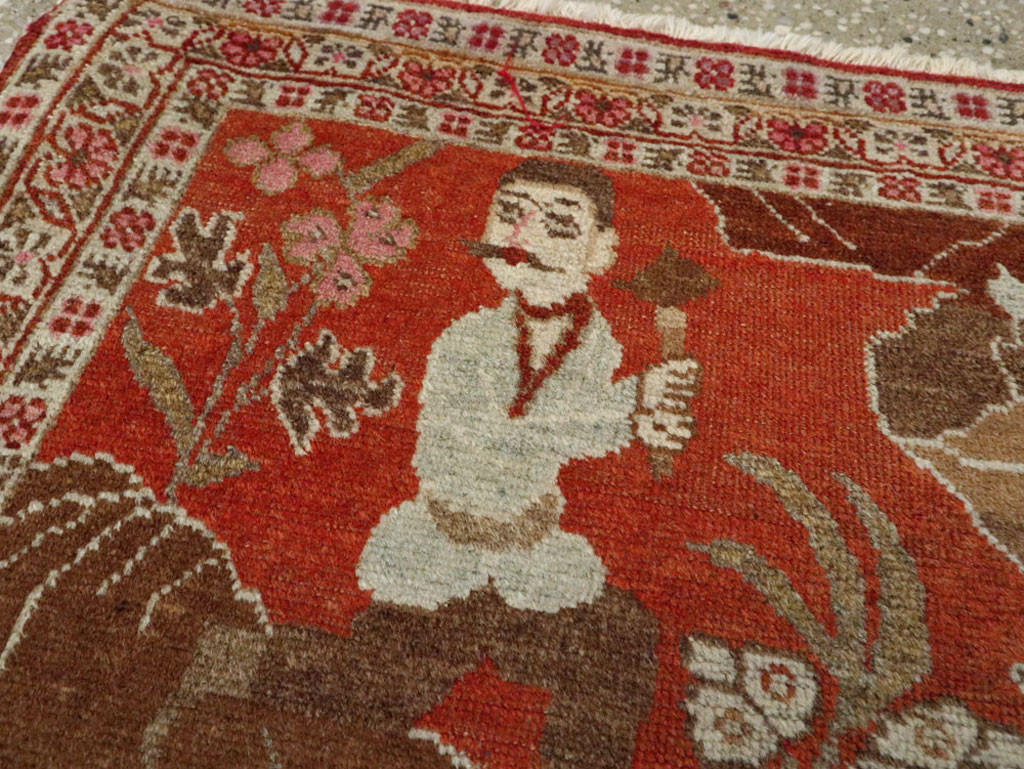 Vintage Persian Tabriz Pictorial Rug, No.17935 - Gsblank