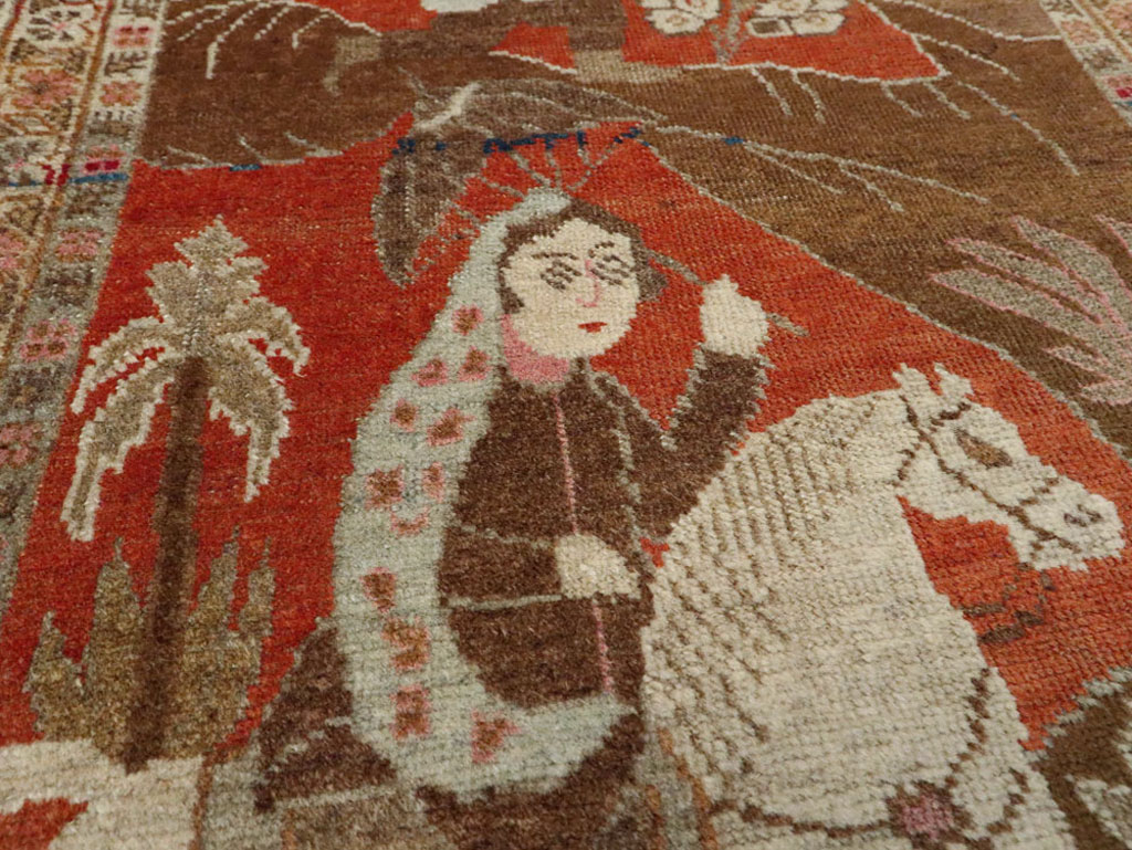 Vintage Persian Tabriz Pictorial Rug, No.17935 - Gsblank