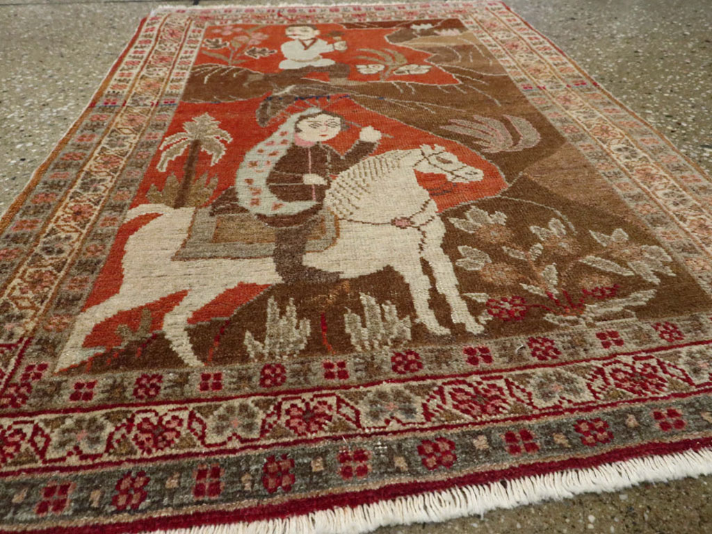 Vintage Persian Tabriz Pictorial Rug, No.17935 - Gsblank