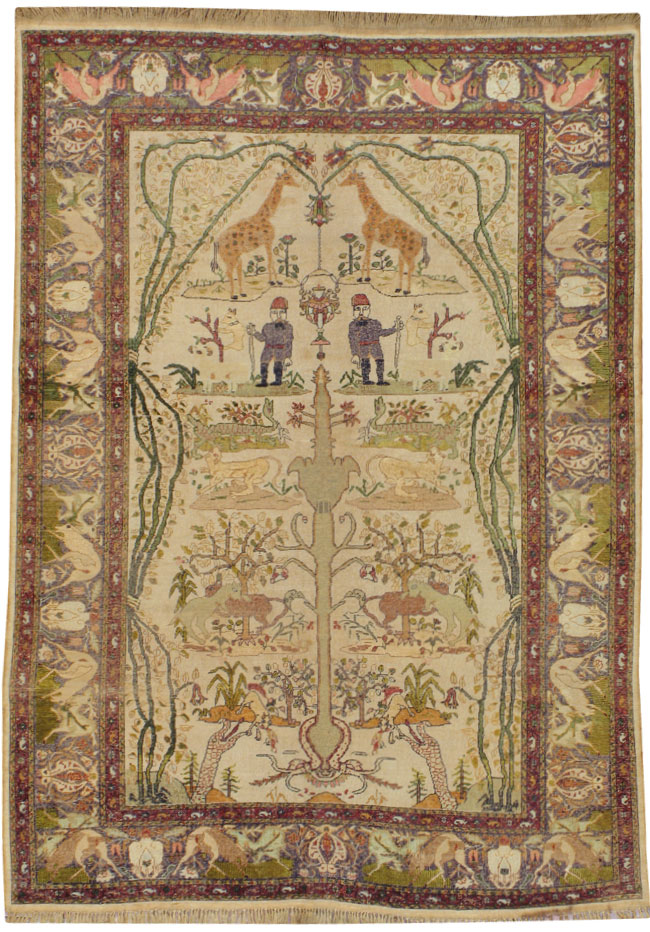 Antique Turkish Kayseri Pictorial Rug, No.17943 - Gsblank